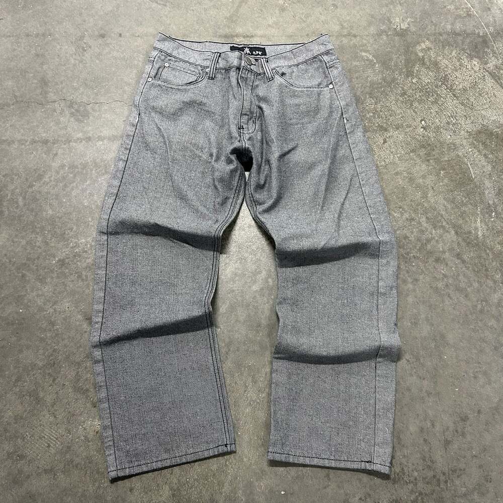 Red Ape Jeans Size 36 Gray Black Denim Hip Hop Skater Y2K
